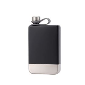Portable Flagon Whiskey Vodka Wine Pot Hip Flask for Camping & Trip (Color: Black, Options: 9oz)