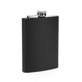 Portable Flagon Whiskey Vodka Wine Pot Hip Flask (Color: Black, Options: 8oz)